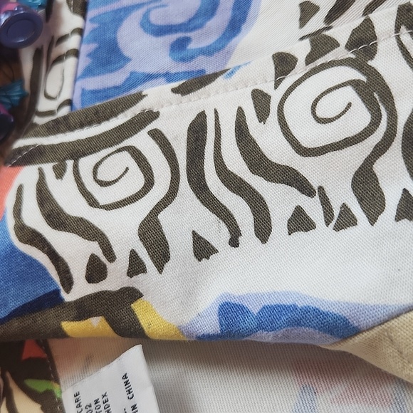 Erin london stretch abstract painted look large button down lightweight jacket - Picture 13 of 16